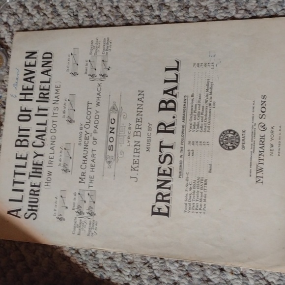 Ernest Ball A little bit of heaven sheet music - Picture 1 of 3